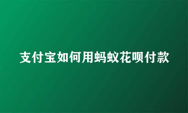 支付宝如何用蚂蚁花呗付款