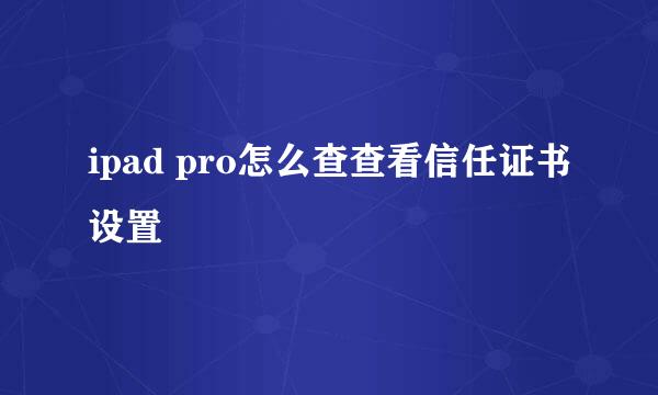 ipad pro怎么查查看信任证书设置