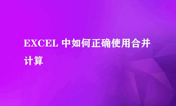EXCEL 中如何正确使用合并计算