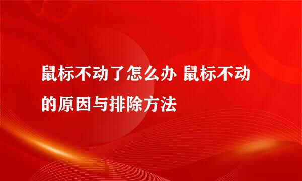 鼠标不动了怎么办 鼠标不动的原因与排除方法