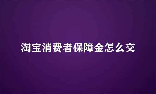 淘宝消费者保障金怎么交