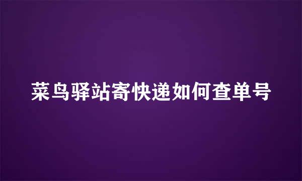 菜鸟驿站寄快递如何查单号