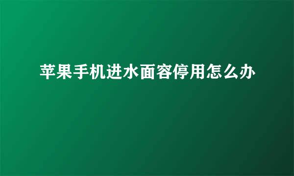 苹果手机进水面容停用怎么办