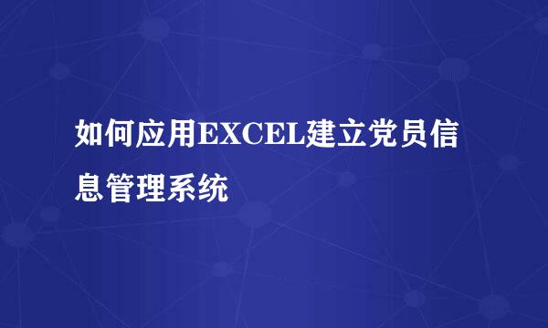 如何应用EXCEL建立党员信息管理系统