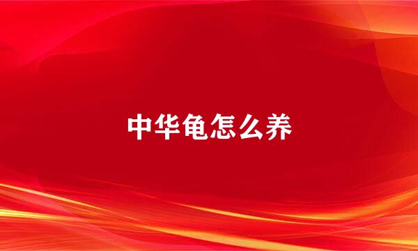中华龟怎么养