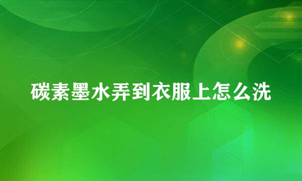 碳素墨水弄到衣服上怎么洗