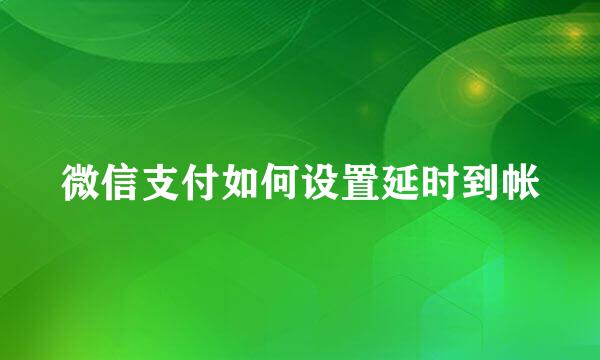 微信支付如何设置延时到帐