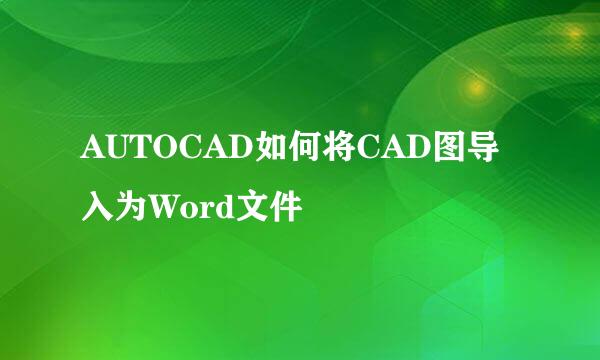 AUTOCAD如何将CAD图导入为Word文件