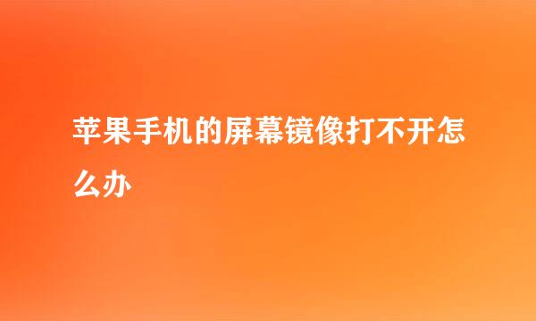 苹果手机的屏幕镜像打不开怎么办