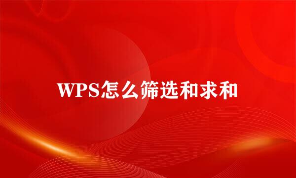 WPS怎么筛选和求和
