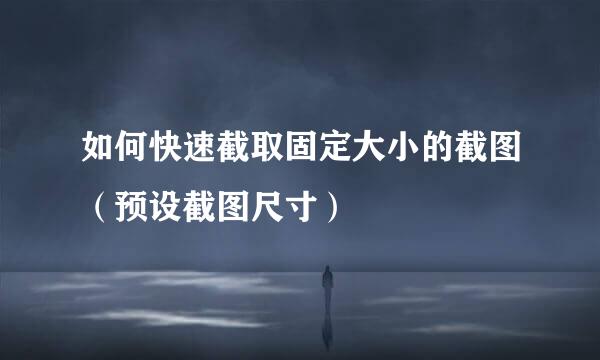 如何快速截取固定大小的截图（预设截图尺寸）