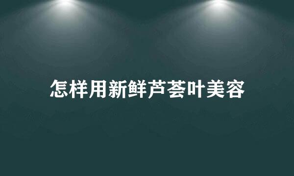 怎样用新鲜芦荟叶美容