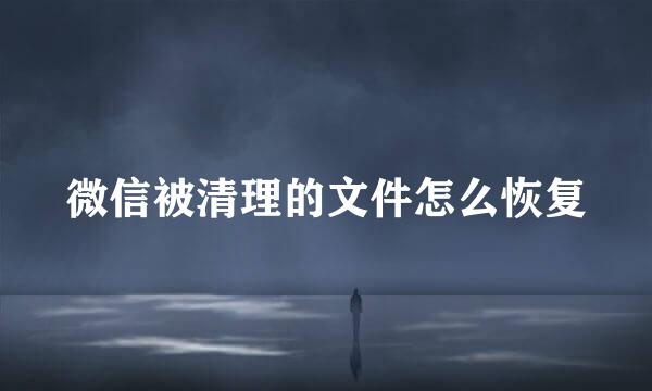 微信被清理的文件怎么恢复