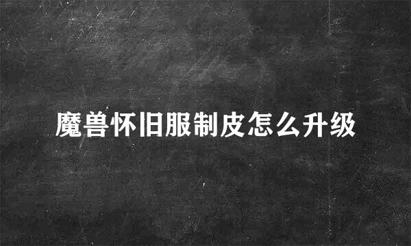 魔兽怀旧服制皮怎么升级