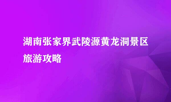湖南张家界武陵源黄龙洞景区旅游攻略