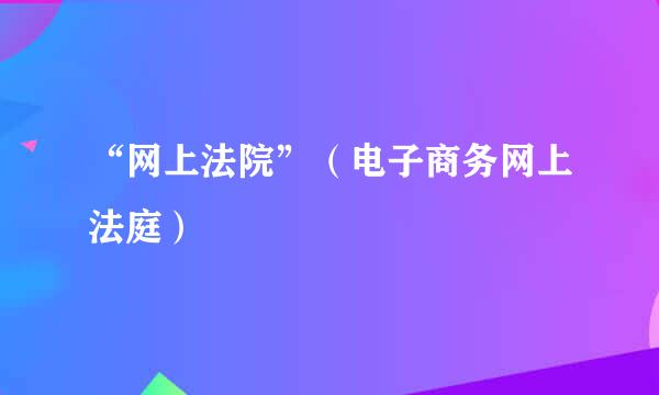“网上法院”（电子商务网上法庭）