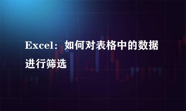 Excel：如何对表格中的数据进行筛选