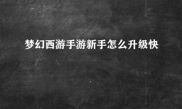 梦幻西游手游新手怎么升级快