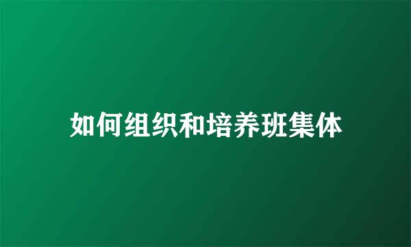 如何组织和培养班集体