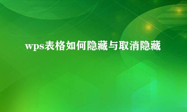 wps表格如何隐藏与取消隐藏