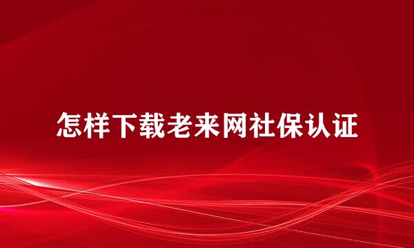怎样下载老来网社保认证