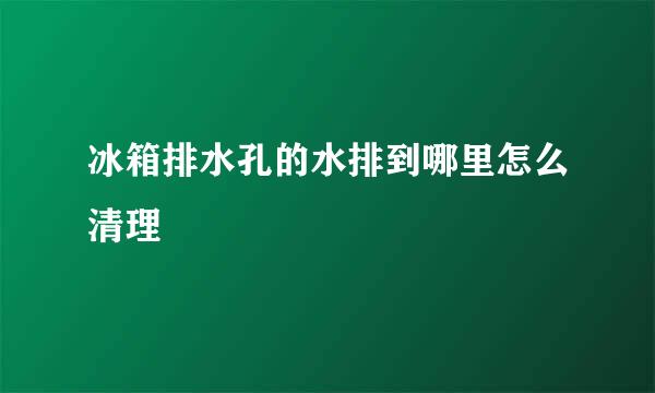 冰箱排水孔的水排到哪里怎么清理