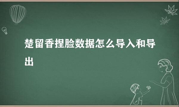 楚留香捏脸数据怎么导入和导出