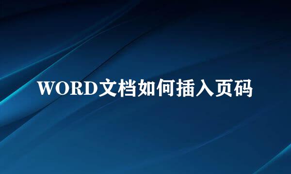 WORD文档如何插入页码