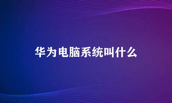 华为电脑系统叫什么