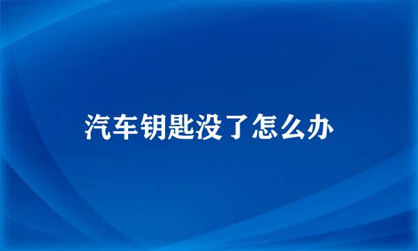 汽车钥匙没了怎么办