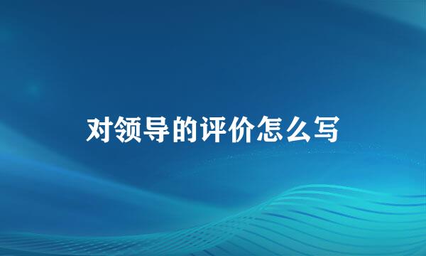 对领导的评价怎么写