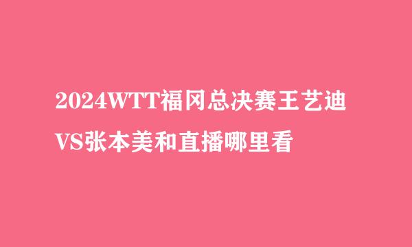 2024WTT福冈总决赛王艺迪VS张本美和直播哪里看