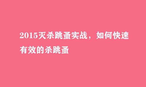 2015灭杀跳蚤实战，如何快速有效的杀跳蚤
