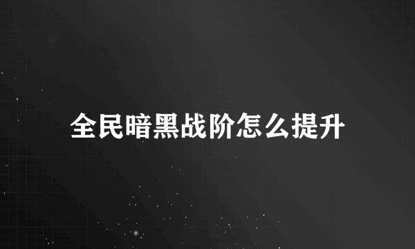 全民暗黑战阶怎么提升