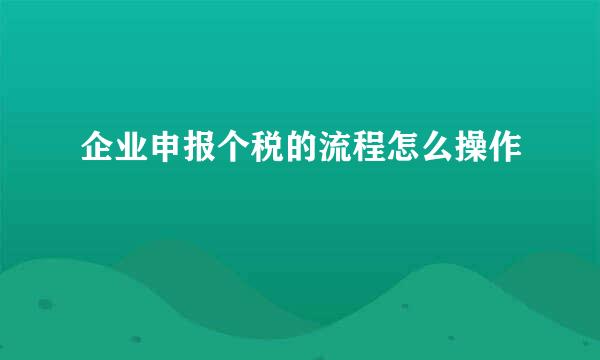 企业申报个税的流程怎么操作