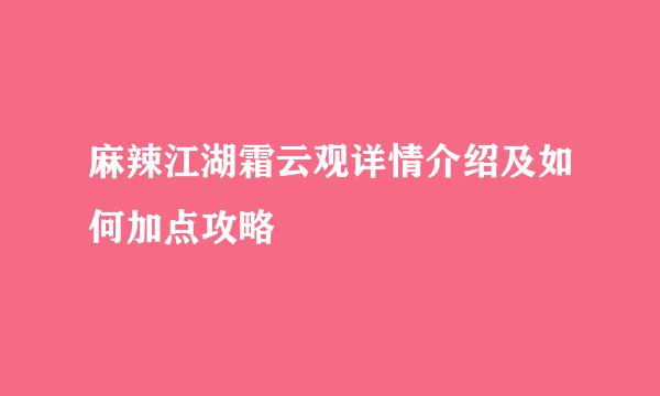 麻辣江湖霜云观详情介绍及如何加点攻略
