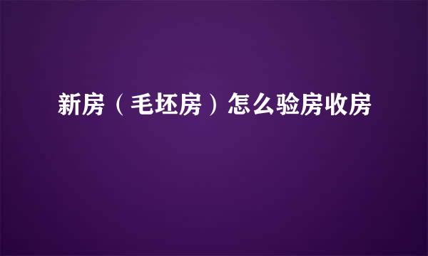 新房（毛坯房）怎么验房收房