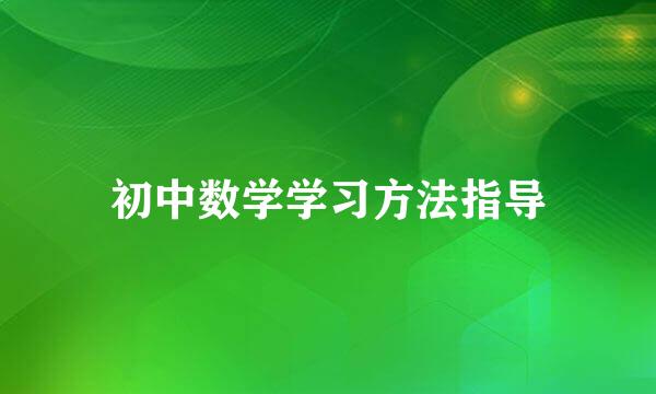 初中数学学习方法指导