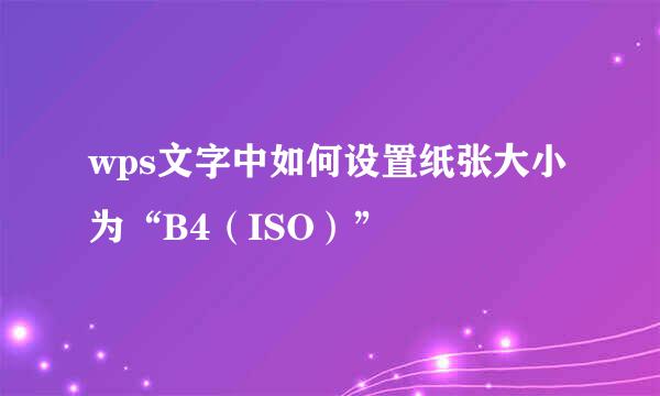 wps文字中如何设置纸张大小为“B4（ISO）”