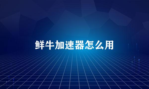 鲜牛加速器怎么用