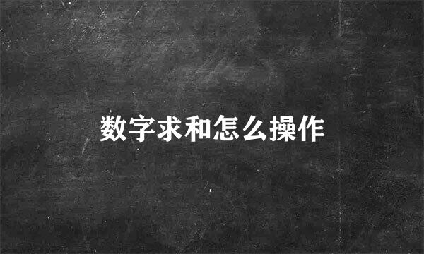 数字求和怎么操作