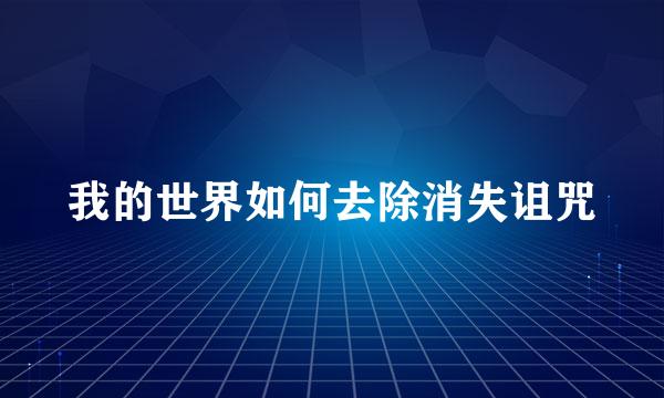 我的世界如何去除消失诅咒