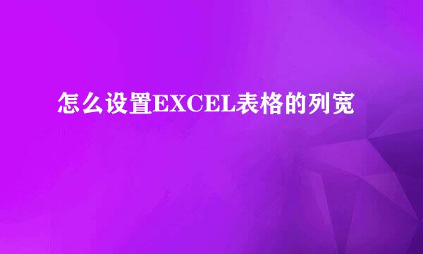 怎么设置EXCEL表格的列宽