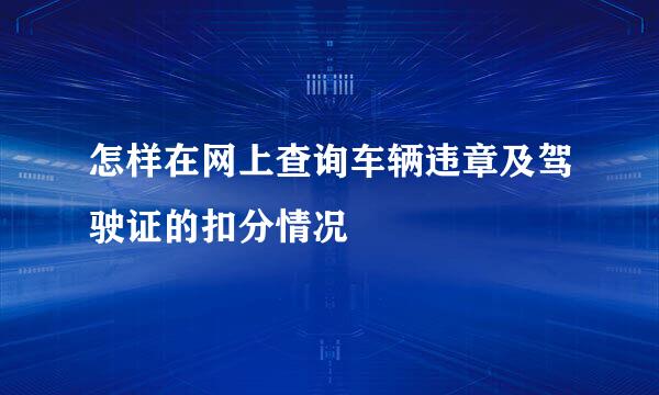 怎样在网上查询车辆违章及驾驶证的扣分情况