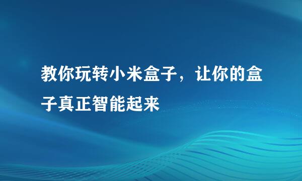 教你玩转小米盒子,让你的盒子真正智能起来