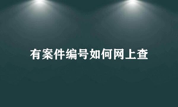 有案件编号如何网上查