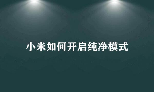 小米如何开启纯净模式