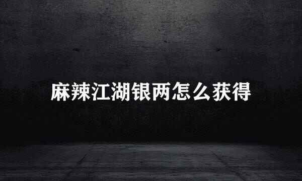 麻辣江湖银两怎么获得
