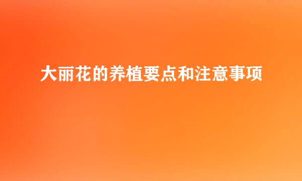 大丽花的养植要点和注意事项