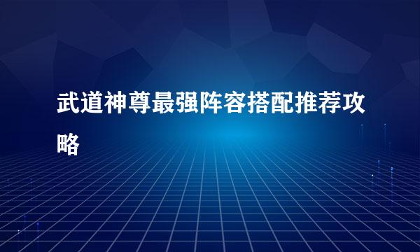武道神尊最强阵容搭配推荐攻略